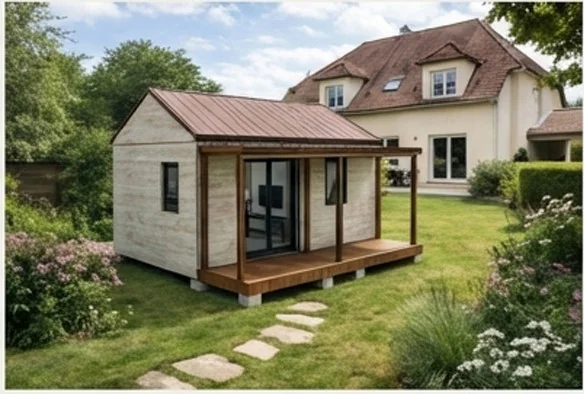 Pack Invest+ — Studio Columna 19,5 m² finitions haut de gamme, prêt à l'emploi pour location Airbnb dans un jardin paysager