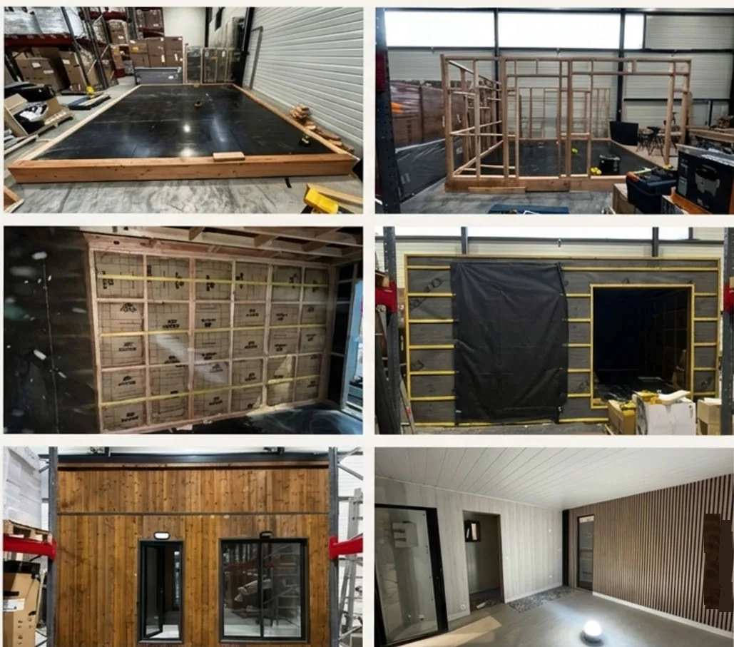 Studio Columna toiture traditionnelle pente cuivre — façade composite et bois, terrasse, allée pavée dans un jardin de maison de caractère